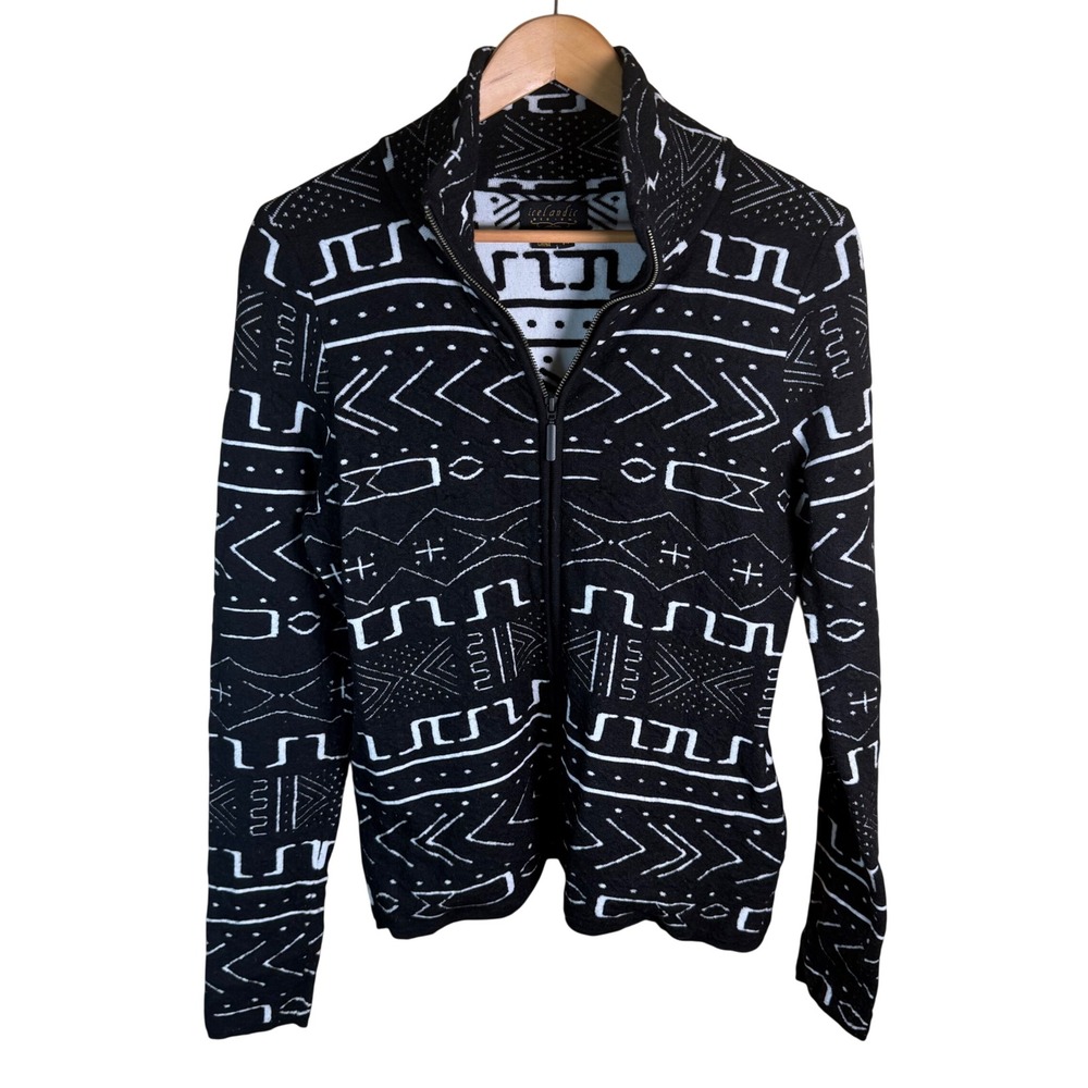 Icelandic Design Sigourney Jacket Womens Med Black Merino Wool Zip Scandinavian